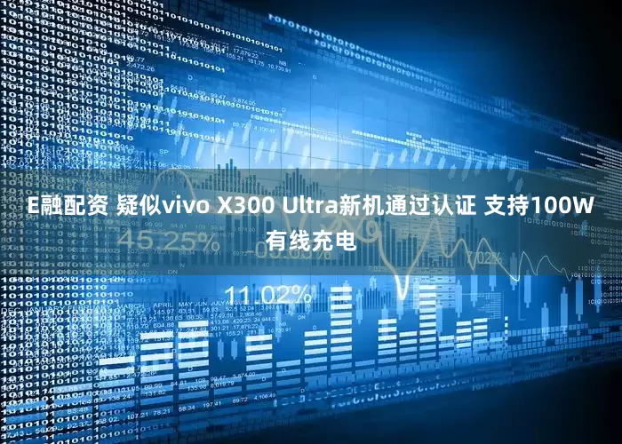 E融配资 疑似vivo X300 Ultra新机通过认证 支持100W有线充电